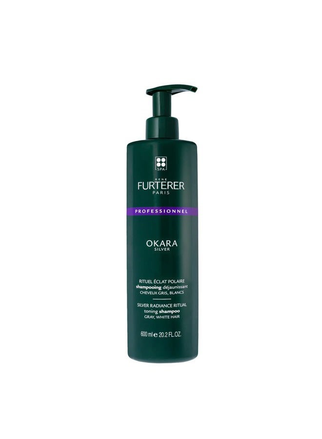 Rene Furterer OKARA SILVER Toning Shampoo, Purple Shampoo for Blonde, White, Grey, Silver, Pastel Hair, Pump, 20.2 oz.