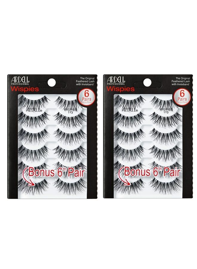 Wispies 113 Black, 6 Pairs x 2 Pack
