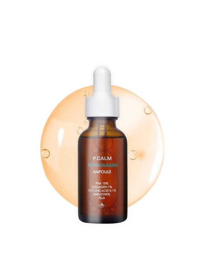 P.CALM Retinolagen Ampoule 30ml | Pore Tightening Korean Glass Skin Serum for Retinol Bigginer with Micro Dosing Retinal, Vegan Hydrolyzed Collagen, Bakuchiol, PHA | Vegan Korean Skincare