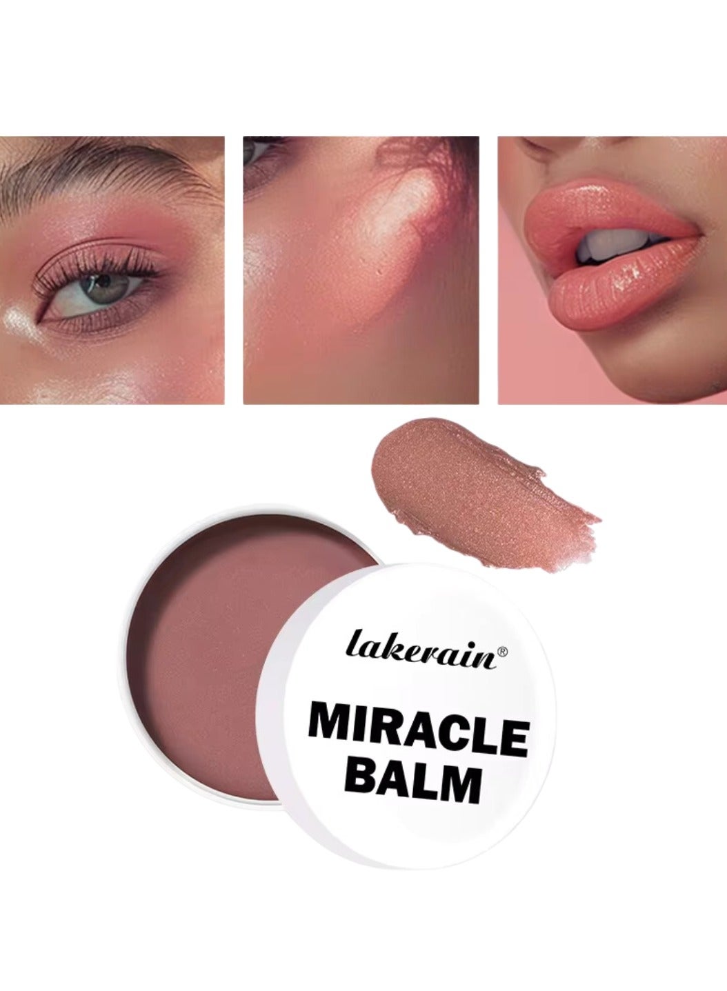 52g Miracle Balm Multi use Miracle Balm Cream for Eyes Cheek and Lips Nourishing Long Lasting Creamy Smooth Texture Moisturizing Cream for Eyeshadow Blush and lipstick Sheer Pink 03