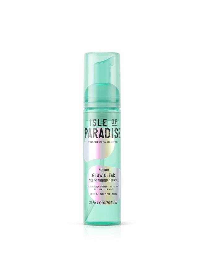 Glow Clear Self-Tanning Mousse, Medium (Golden Glow) - Red Cancelling and Color Correcting Tanning Foam, Vegan and Cruelty Free, 6.76 Fl Oz