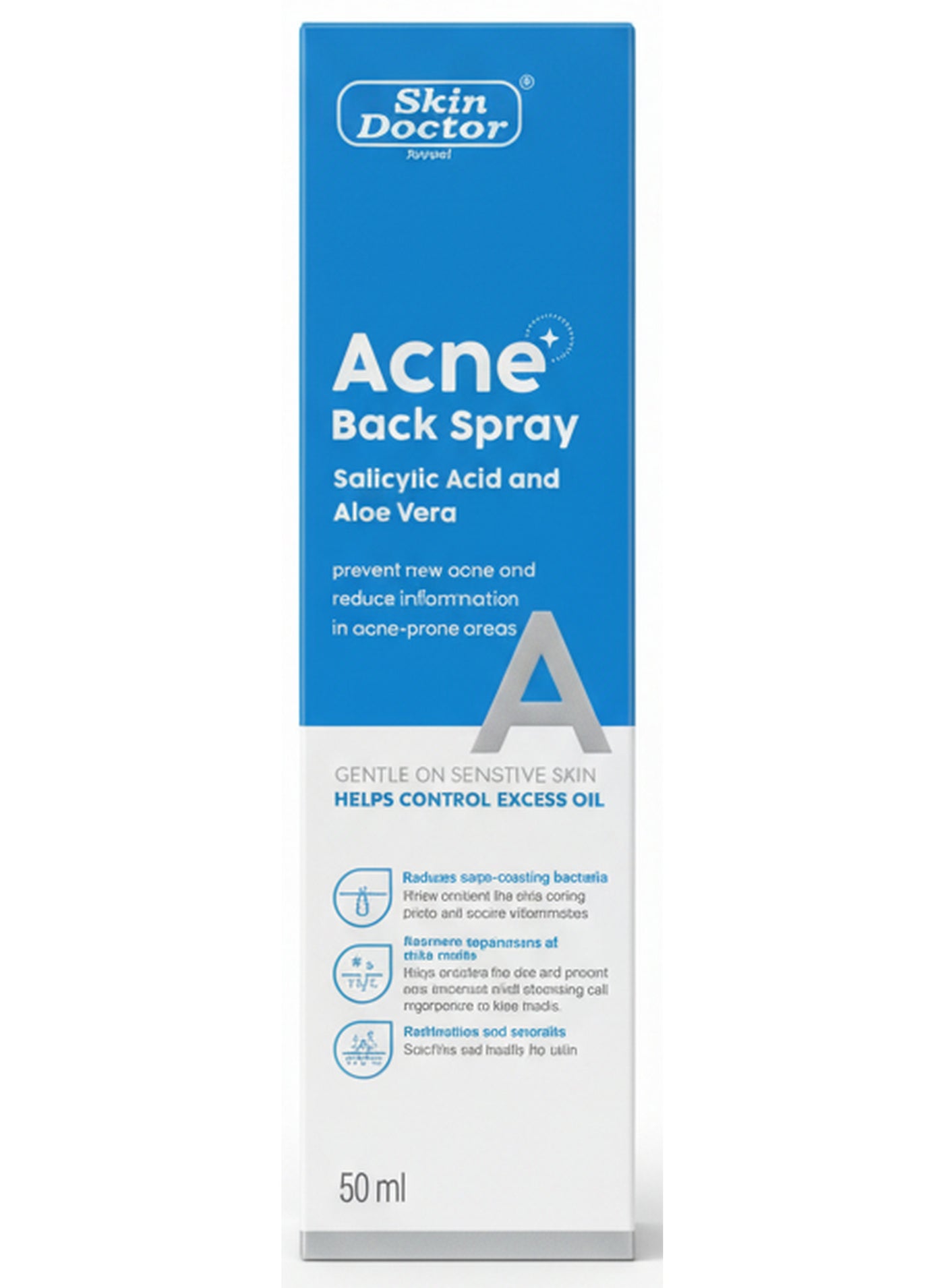 Spray For Back Acne Salicylic Acid & Aloe Vera Formula Soothes & Hydrates Fast Acting Non Irritating Safe For Teens & Adults For All Skin Types 50 ML