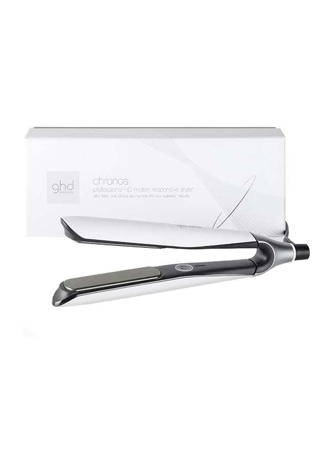 Chronos Styler 1" Flat Iron Hair Straightener, 3X Faster HD Motion-Responsive Styler for One Stroke High-Definition Results that Last 24hrs, 85% More Shine, 2X Less Frizz, No Heat Damage - White