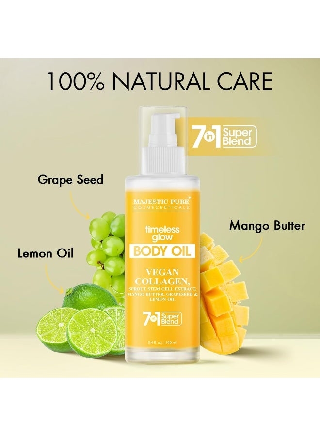 Majestic Pure Vanilla & Timeless Glow Body Oil Combo Set | 100ml Each | Shea Butter, Coffee & Sesame Oil | Firming, Moisturizing & Skin Repair | After Shower Oil for Women & Men - image 2