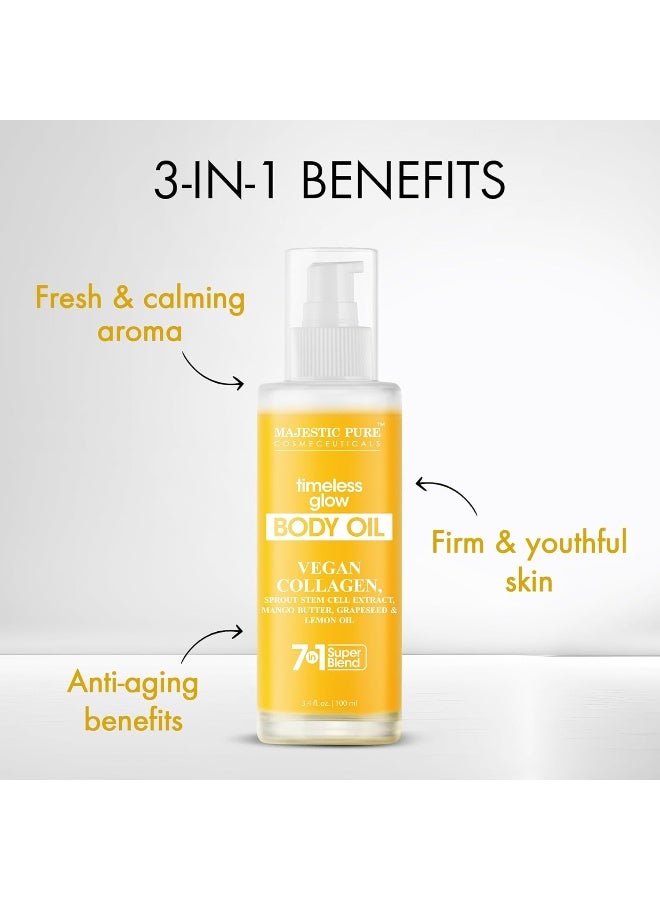 Majestic Pure Vanilla & Timeless Glow Body Oil Combo Set | 100ml Each | Shea Butter, Coffee & Sesame Oil | Firming, Moisturizing & Skin Repair | After Shower Oil for Women & Men - image 5