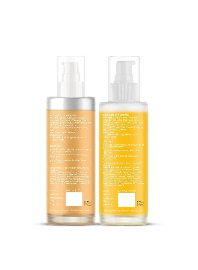 Majestic Pure Vanilla & Timeless Glow Body Oil Combo Set | 100ml Each | Shea Butter, Coffee & Sesame Oil | Firming, Moisturizing & Skin Repair | After Shower Oil for Women & Men - image 8