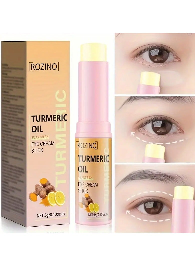 Turmeric Oil Eye Cream Stick, 3g/0.10oz, Plant-Rich Formula For Moisturizing & Firming, Smoothing Wrinkles, With Beeswax, Vitamin E & Sodium Hyaluronate
