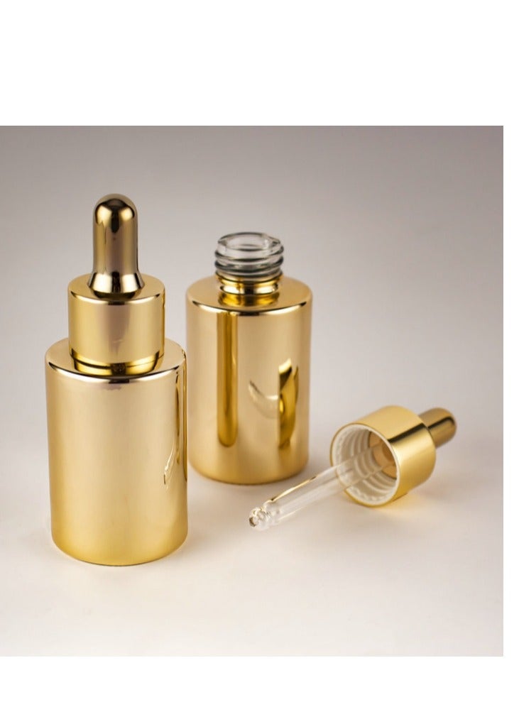 30ml Gloss Gold Glass Bottle with Glod Dropper Cap Essential Oil Empty Bottle 2 Packs