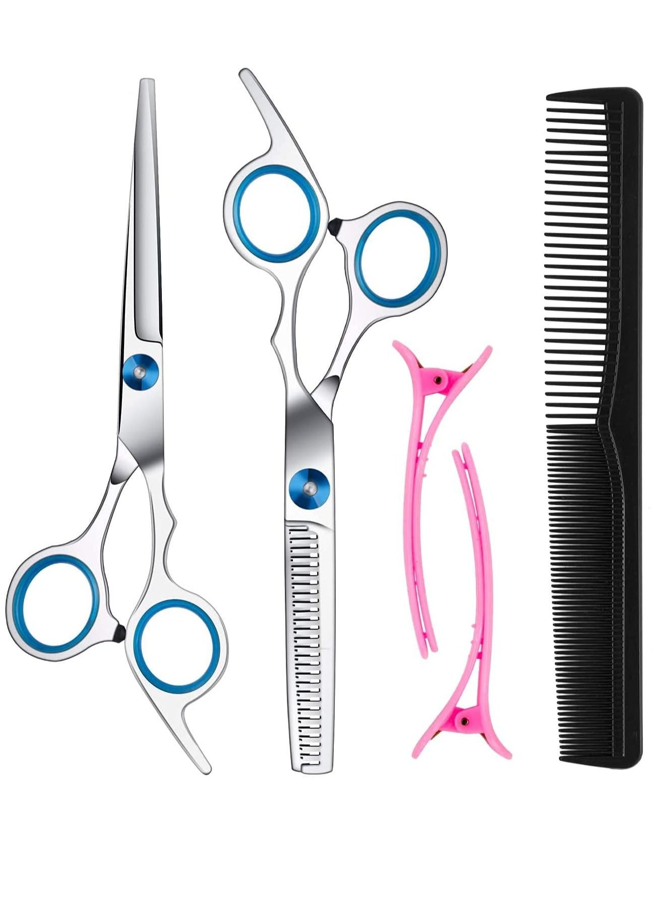 ORiTi Professional Barber Hair Cutting Scissors Thinning Shears Kit 6.7 Inch Stainless Steel Hairdressing Texturizing Salon Razor Edge Trimming Haircut with Comb for Home Use/Men/Women/Adults/Kids/Pet