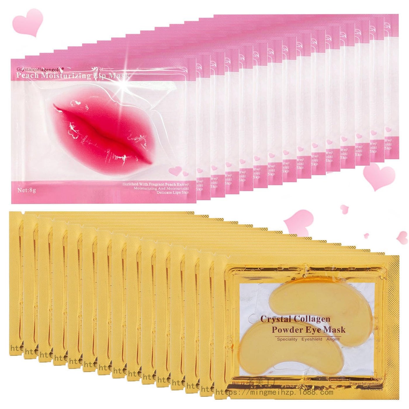 Sulily 30 Pairs Lip Mask & Eye Mask,24K Gold Crystal Gel Collagen Eye Patches for Puffy Eyes & Dark Circles,Mini Gifts,Bachelorette Party Accessories,Bulk Gifts,Valentine Gifts,Gifts for Teen Girls