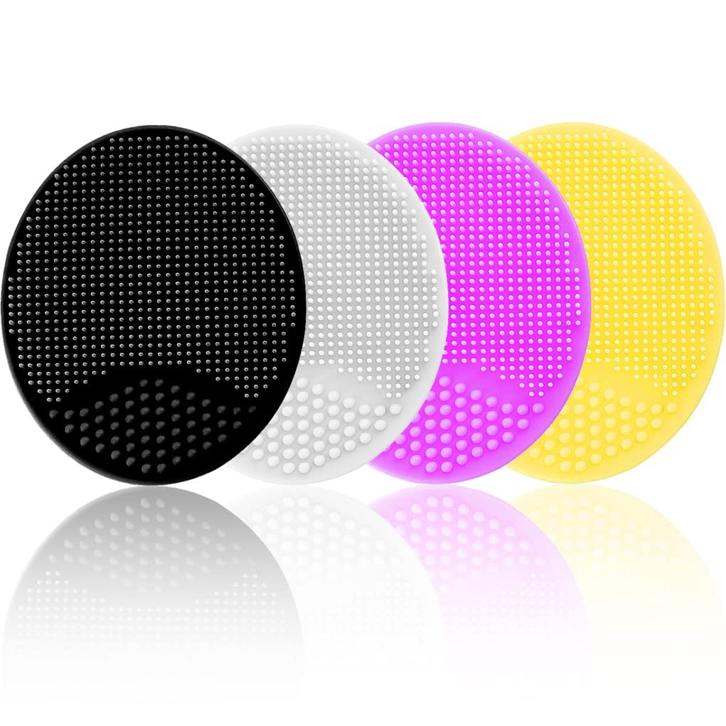 Silicone Facial Cleansing Brush, Soft Face Brush, Blackhead Acne Pore Pad - Face Exfoliator & Deep Cleaning 4 Pack