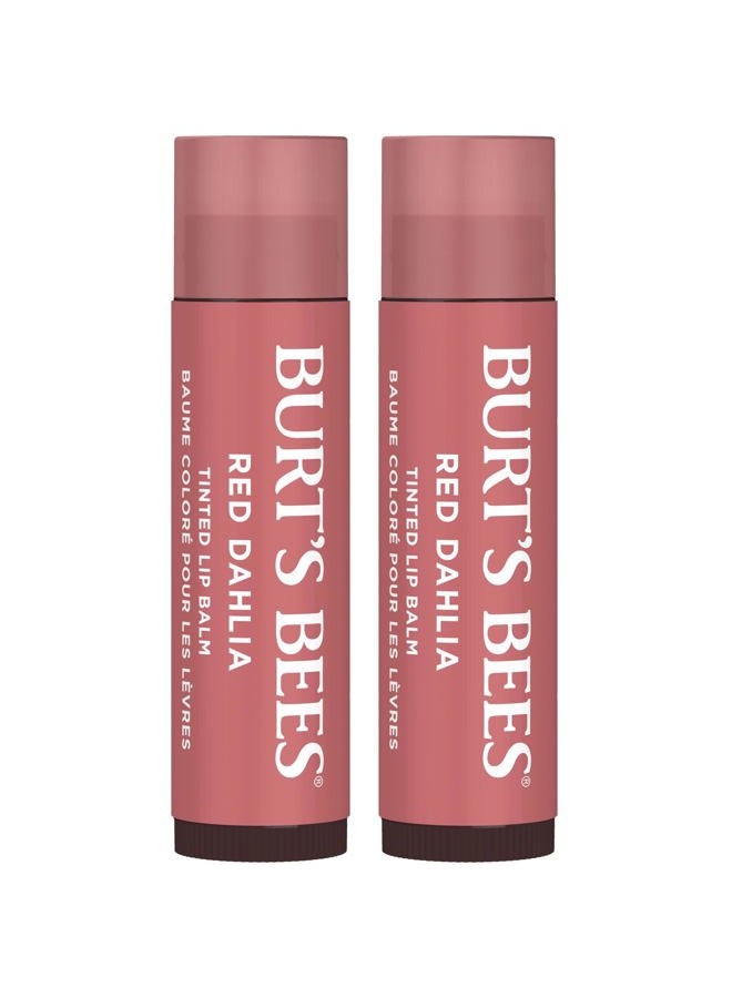 Lip Tint Balm with Long Lasting 2 in 1 Duo Tinted Balm Formula, Color Infused with Deeply Hydrating Shea Butter for a Natural Looking Buildable Finish, Fiery Red Dahlia (2-Pack)