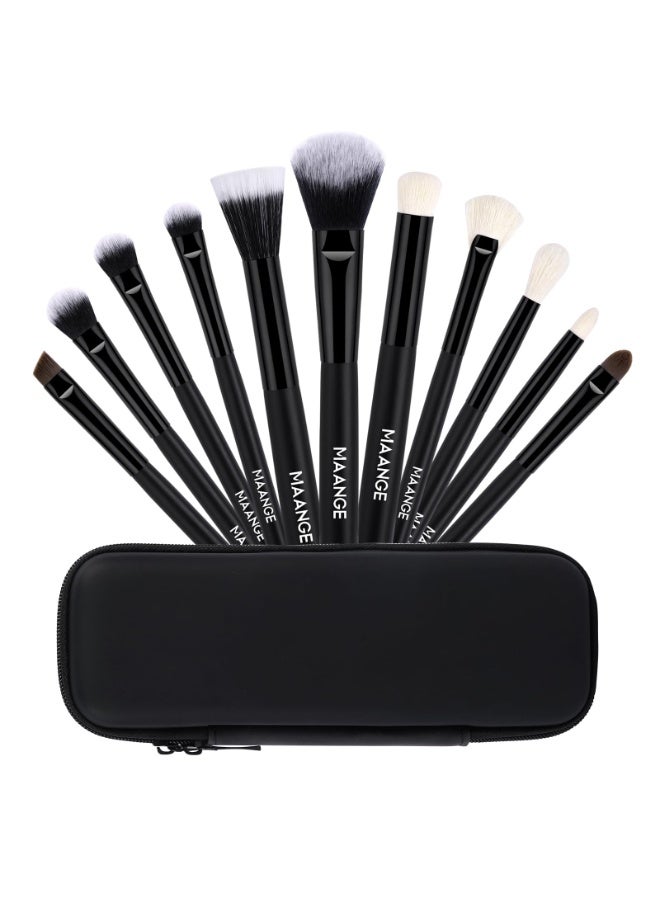 MAANGE Makeup Brushes Set 11 Pcs Makeup Brushes Premium Synthetic Brushes for Concealers Face Powder Blush Eyeshadow Make-up Brush Kits with Cosmetics Bag. (Black)