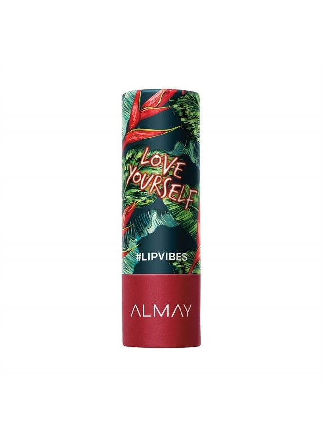 Lip Vibes Lipstick with Vitamin E Oil & Shea Butter by Almay, Matte Cream Finish, Hypoallergenic, Love Yourself, 0.14 Oz