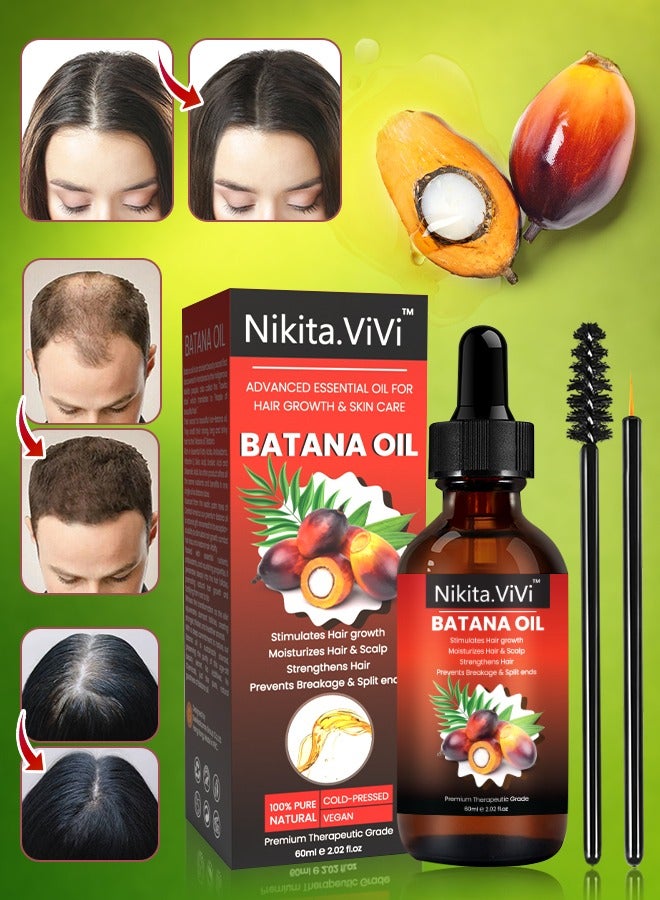 60ml Natural Batana Oil for Hair Care Hair Conditioner Oil for Thin Hair Repair Damaged Hair Nourishes Thin Hair Scalp Skin and Loss Hair Growth Fit for All Hair Types Raw Batana Oil