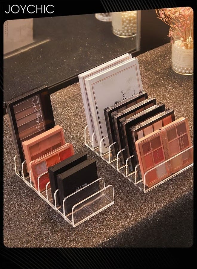 2 Pcs Eyeshadow Palette Makeup Organizer 7-Section Divided Acrylic Makeup Cosmetic Storage Organize Holder Display Stand Rack Desktop Transparent Shelf