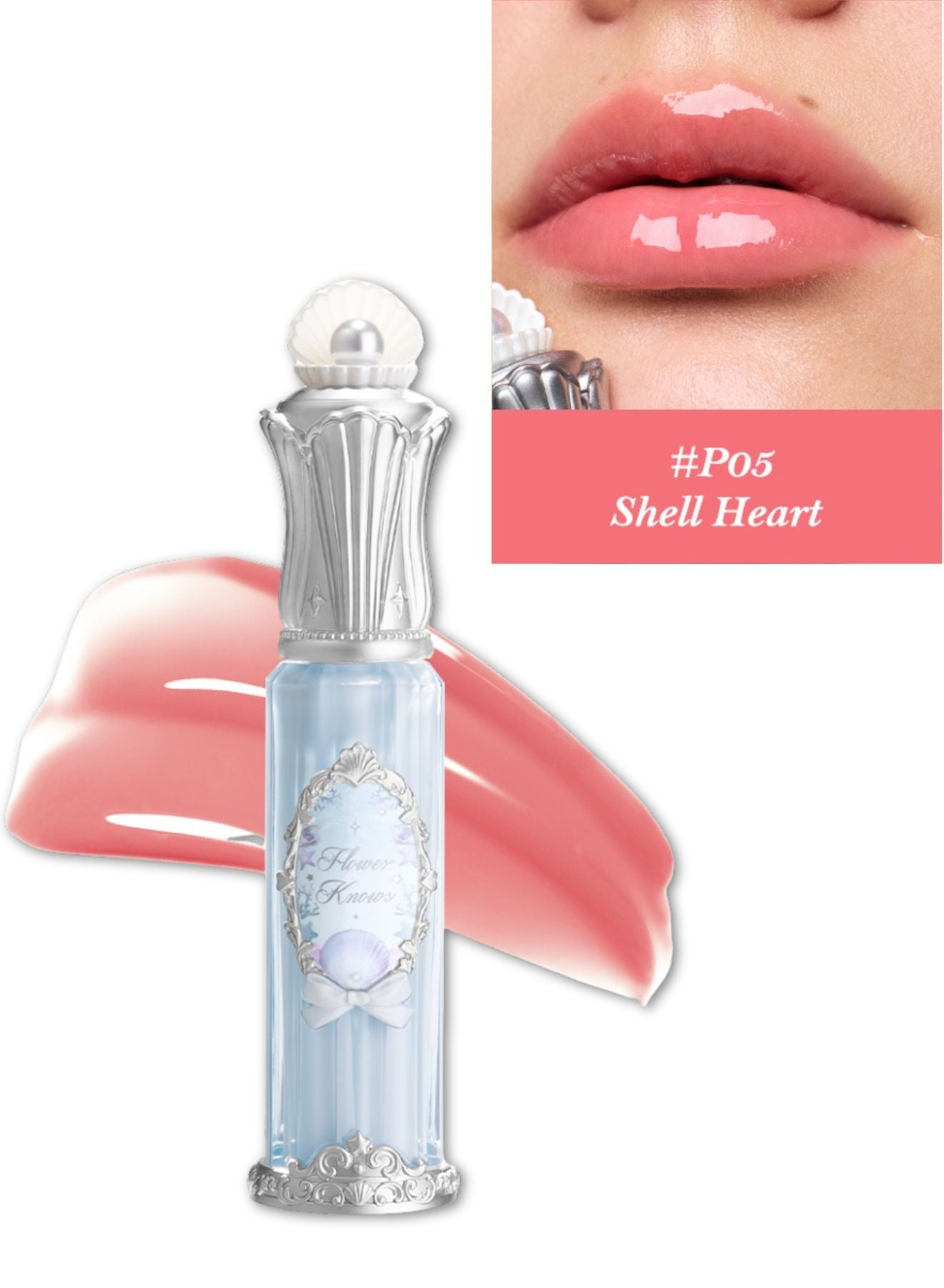 Shell's Jewel Nourishing Lip Glaze with Hydrating Essence and Glossy Shine  3-in-1 Lip Oil, Gloss & Treatment – P05 Shell Heart