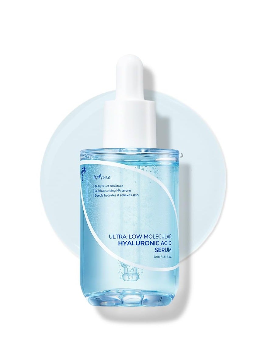 ISNTREE Ultra-low Molecular Hyaluronic Acid Serum 50ml, 1.69 fl.oz | Korean Skincare | Quick Absorbing | Deep Hydration & Skin Smoothing | Vegan Skincare