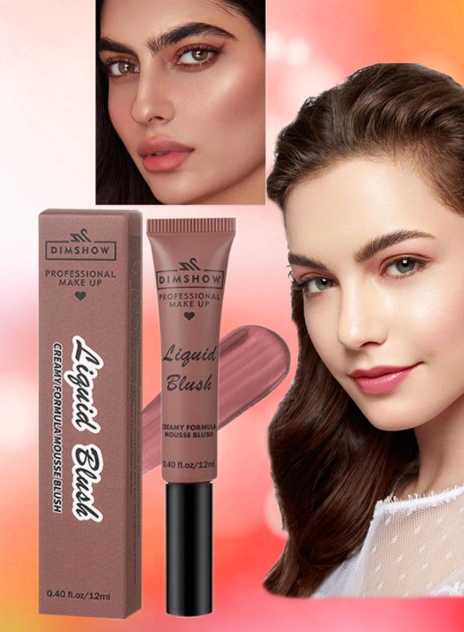Liquid Blush Creamy Formula Mousse Blush Creamy Liquid Matte Finish Blusher Face Beauty Makeup Liquid Tinted Mousse Blush Eyeshadow and Lipstick Long Wearing Moisturizing Blush 01