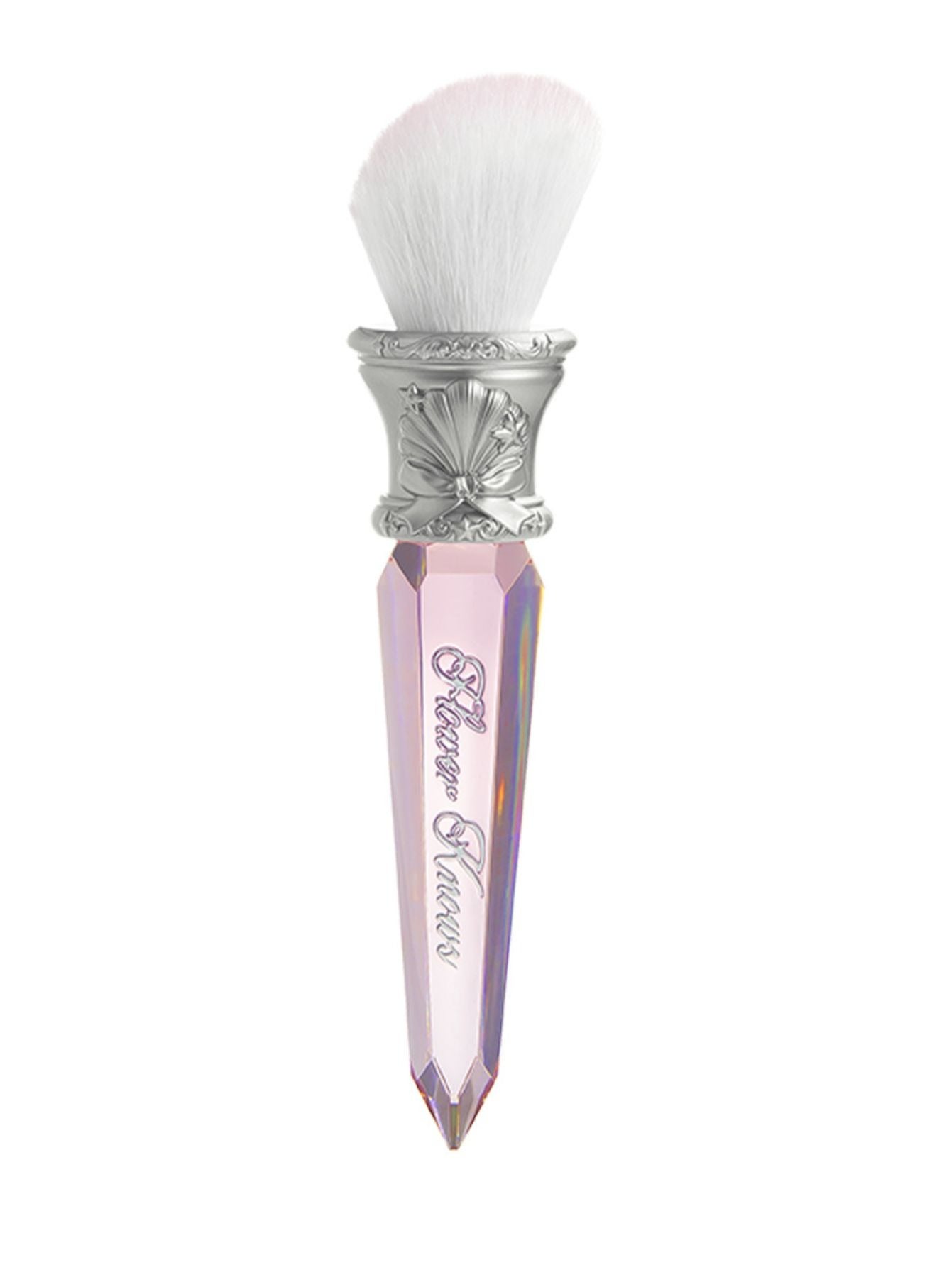 Shell's Jewel Angled Blush Brush - Crystal Handle with Silver Seashell Detail (Crystal Pink)