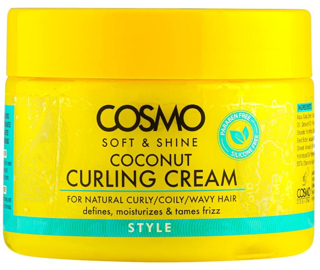 Cosmo Soft & Shine Coconut Curling Cream 325g | Defines, Moisturizes, and Tames Frizz | For Natural Curly/Coily/Wavy Hair | Paraben Free | Silicone Free | Yellow