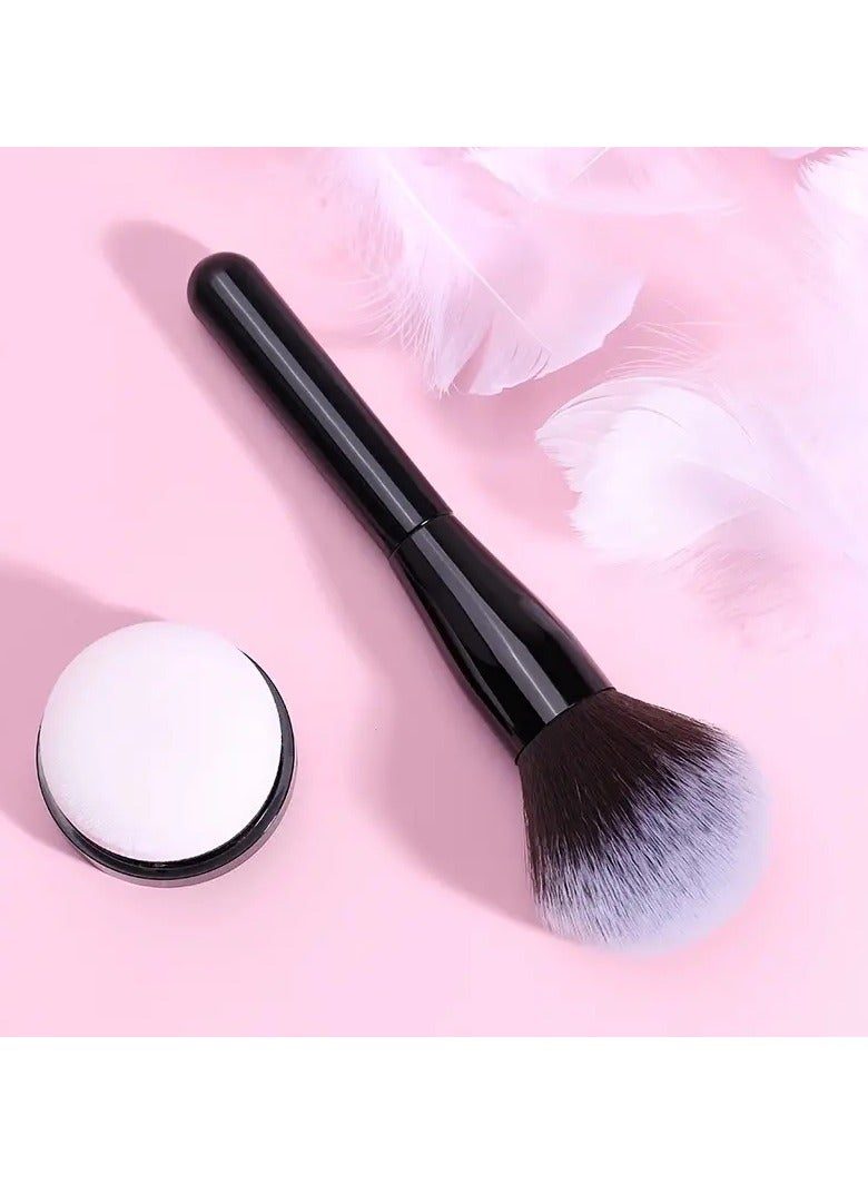 1Pc Large Loose Powde Brush Premium Synthetic Makeup Powder Brush Soft Hair Makeup Powder Blush Foundation Bronzer Brush Professional Face Makeup Tool for Dailu Makeup  Party - Black