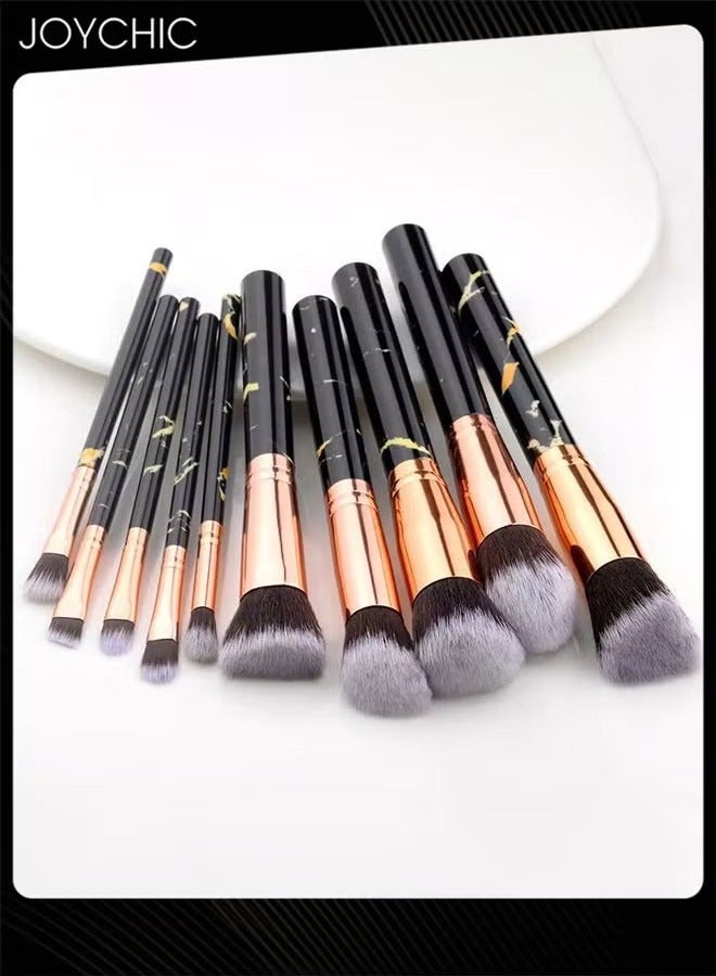 10 Piece Women Marble Pattern Makeup Brush Set 5 Large and 5 Small Brush Set Foundation Eye Shadow Beauty Tools