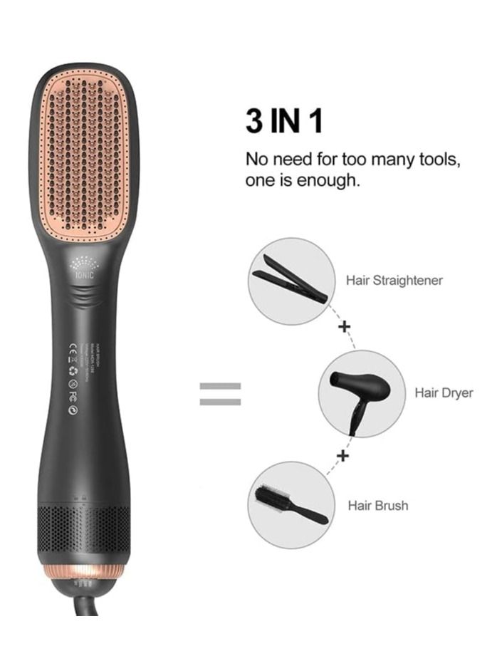 Hair Dryer Brush 3 in 1 Hot Air Brushes Blow Dryer Brush Hair Comb One Step Electric Hair Brushes Hair Straightener (gold)