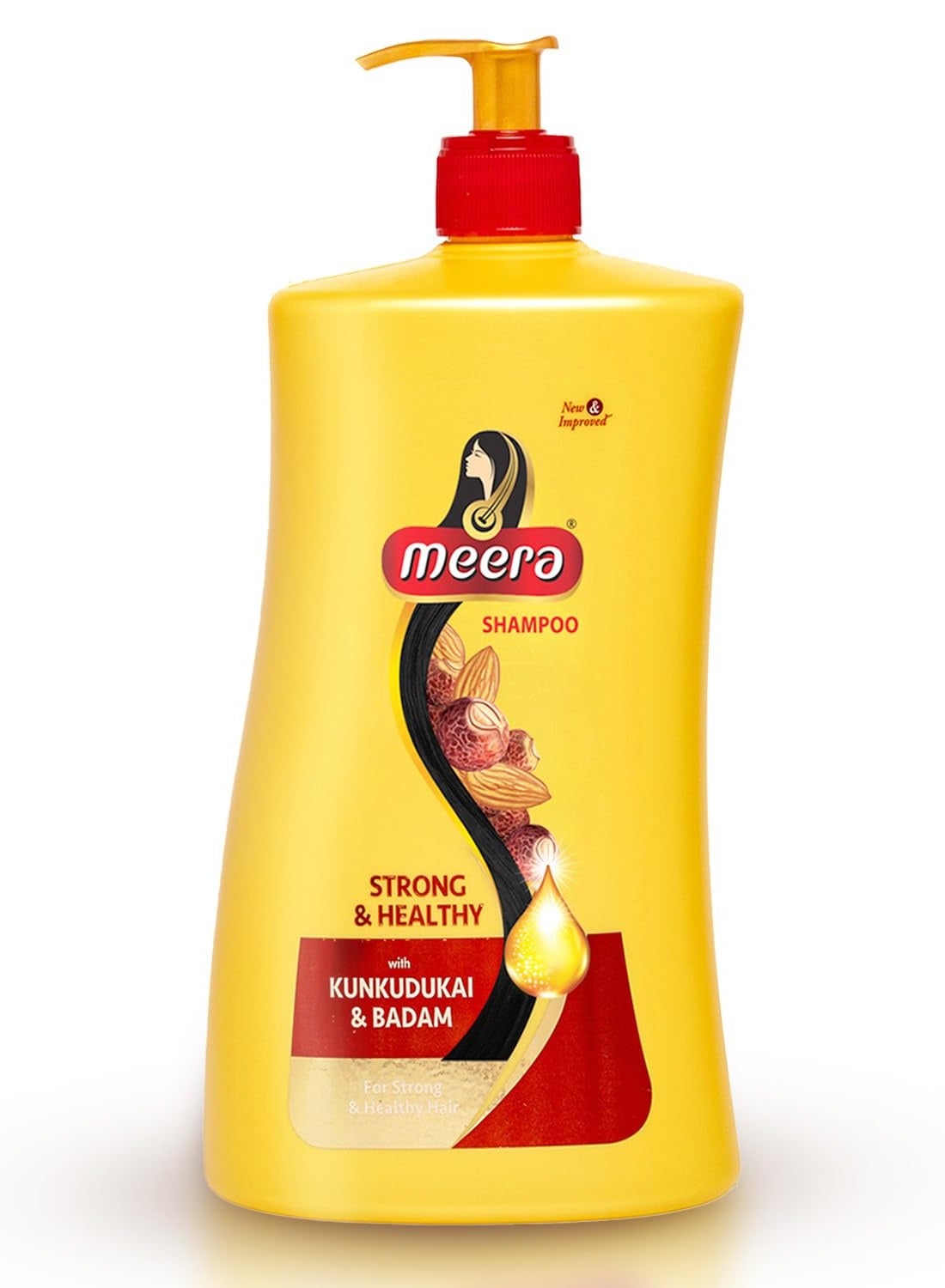 Strong & Healthy Shampoo, 1 litre | Strengthens Hair & Reduces Breakage | Enriched with Badam & Kunkudukai | Gentle Paraben-Free Care for Women & Men