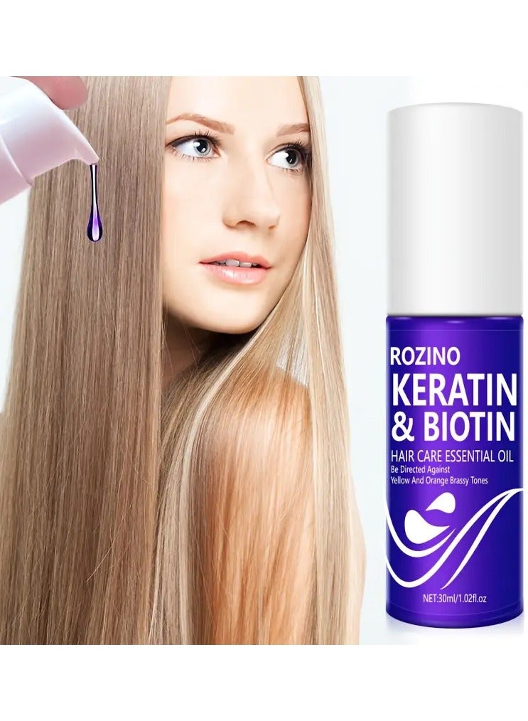 ROZINO Purple Hair Care Essence, 30ml - Moisturizing & Softening for Dry, Brassy Hair