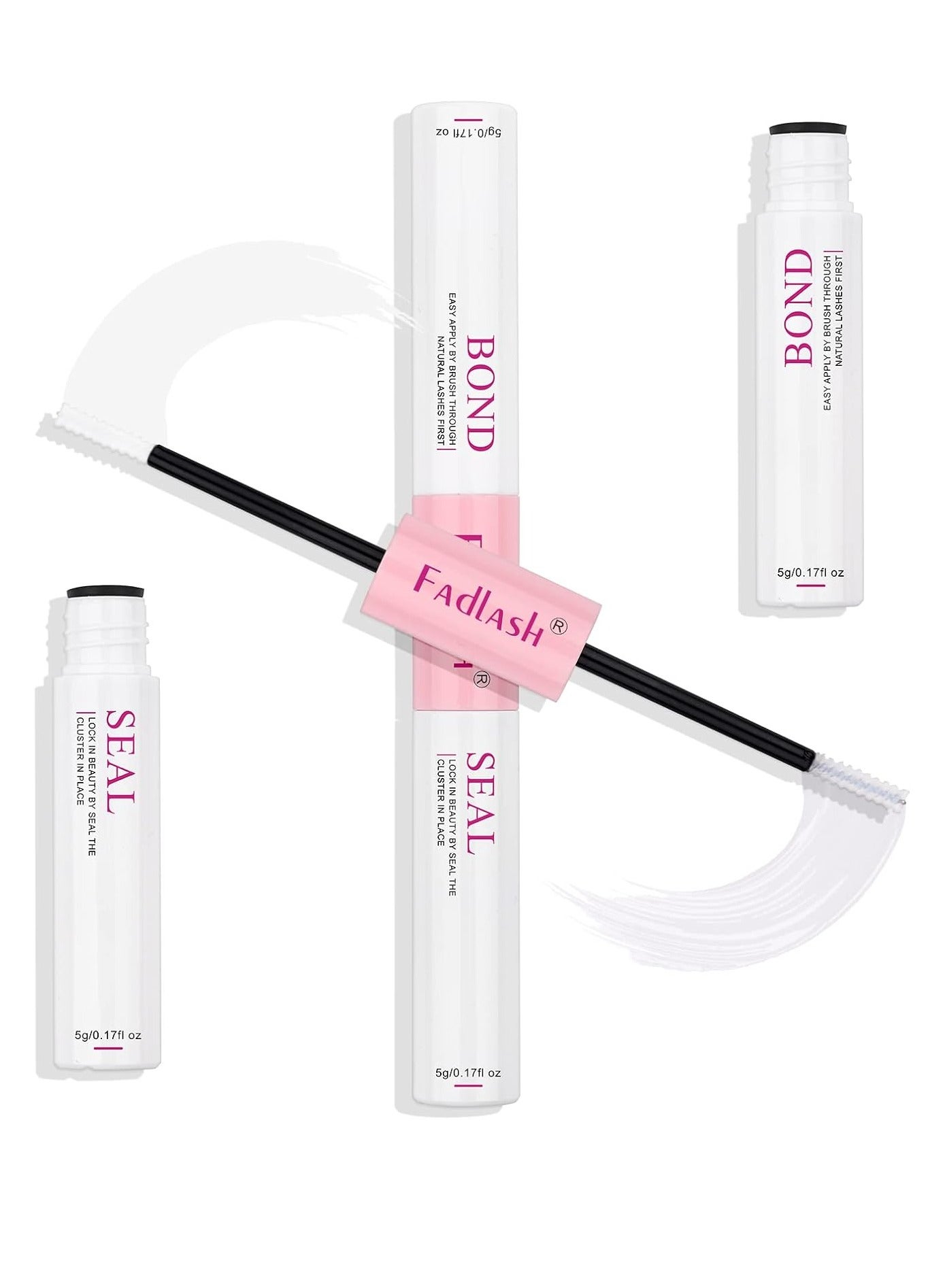 FADLASH Lash Bond and Seal 5g each Total 10g Individual Lashes Glue and Seal Super Strong Hold DIY Lash Extension Kit Hold 48-72 Hours Waterproof Cluster Lash Glue Latexfree Eyelash Extension Kit, Pack Of 1