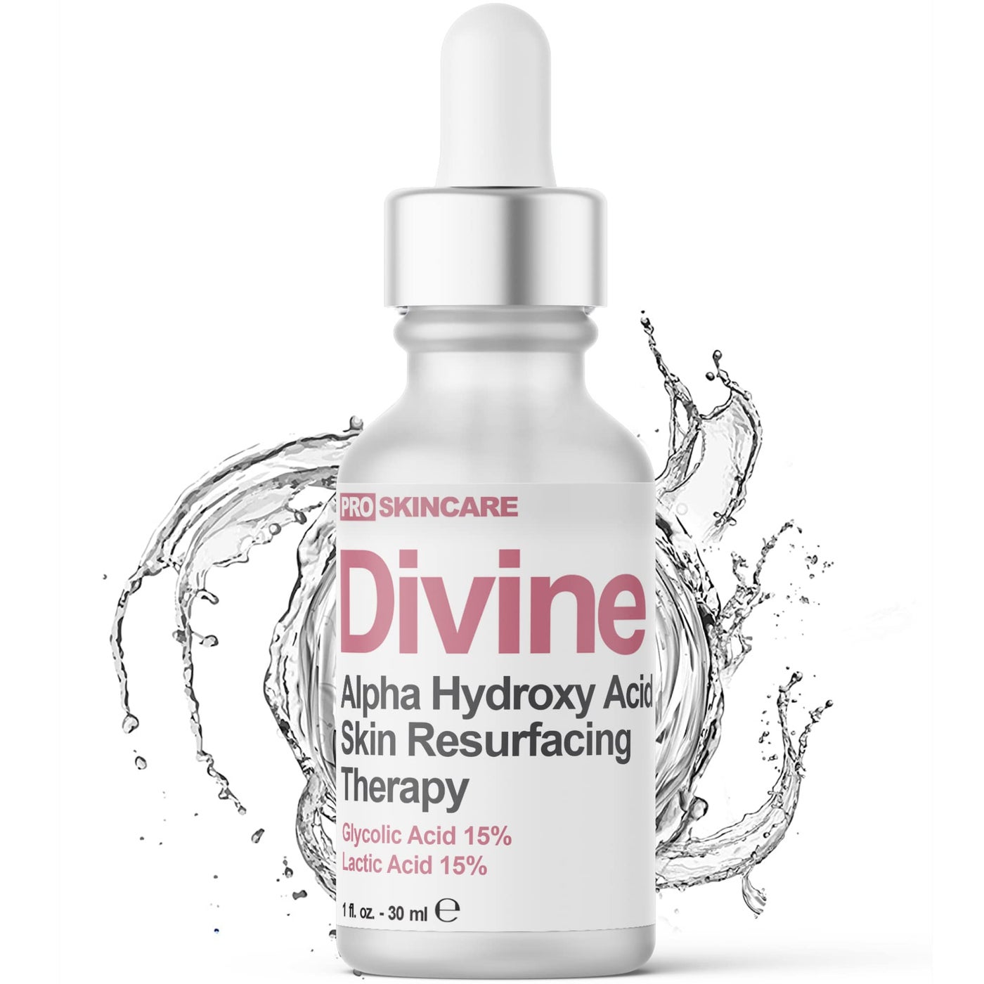 Glycolic Acid & Lactic Acid Peeling Solution - SKIN PERFECTING 30% AHA Liquid, Professional Grade Chemical Face Peel for Acne Scars, Collagen Boost, Wrinkles, Fine Lines - AHA - 1 fl oz
