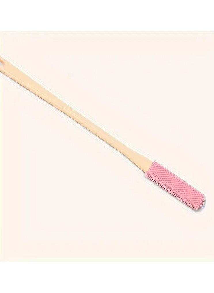 Ergonomic Long Handle Foot Scrub Brush, Soft Silicone Toe Cleaner, Exfoliating Foot Massage Bath Brush, Back Scrubbing Brush, Non-Alcoholic, Manual Operation for Bathroom, Foot Spa, Shower Accessory