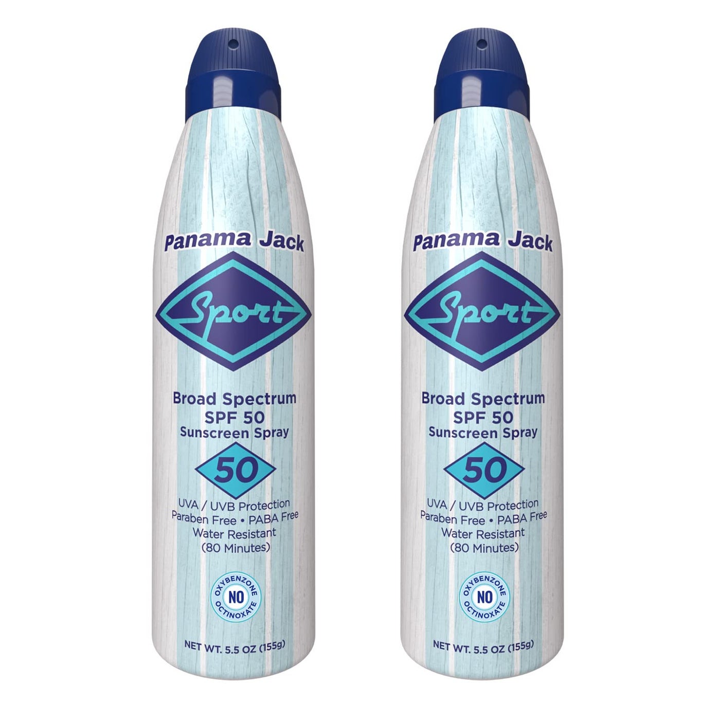 Panama Jack Sport Sunscreen Spray - SPF 50, Broad Spectrum UVA/UVB Protection, PABA, Paraben, Gluten & Cruelty Free, Water Resistant (80 Minutes), 5.5 OZ (Pack of 2)