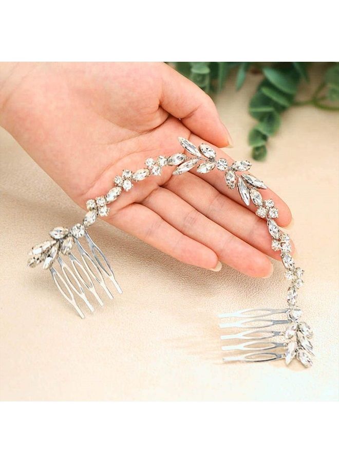 Wedding Crystal Hair Combs Bridal Headpieces Wedding Hair Accessories for Brides (Silver)
