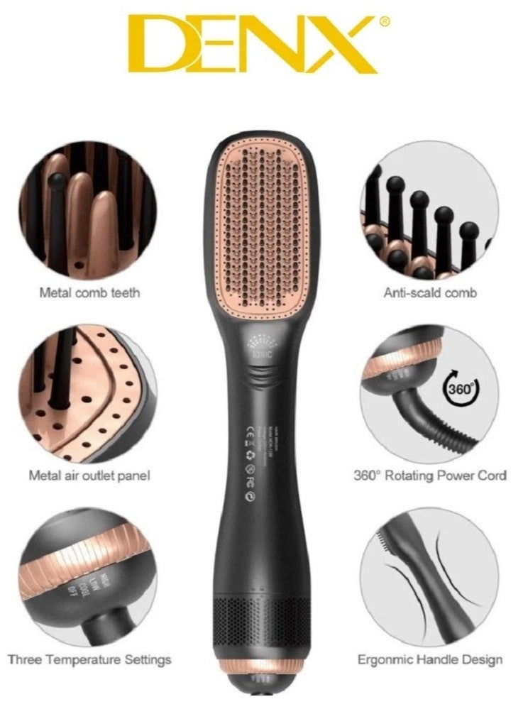 Professional 3-in-1 Hair Drying & Styling Device – Hair Dryer, Straightener & Volumizing Comb, Fast Heat-Up, Anti-Frizz Ionic Technology, Multiple Heat Settings for All Hair Types