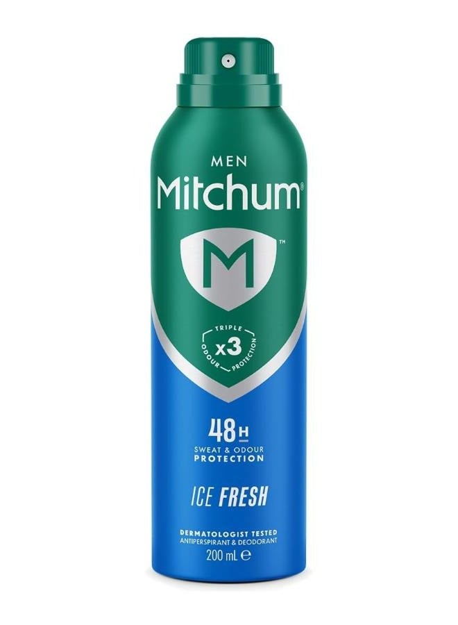 Men Triple Odor Defense 48HR Protection Aerosol Deodorant & Anti- Perspirant Ice Fresh 200 ml