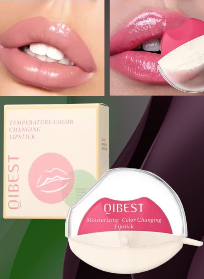 Color Changing Lip Shape Lipstick with Beeswax Moisturize Hydrating Glow Lipstick Shimmer Moisturizing Temperature Color Changing Lip Tint Long Lasting Easy to Color Lip Balm 01
