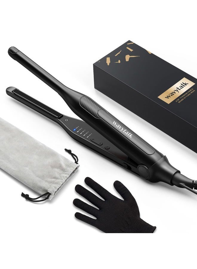 Wavytalk Pencil Flat Iron, 3/10" Small Iron for Short Hair, Pixie Cut and Bangs, Tiny Beard Straightener with Dual Voltage & Adjustable Temp, Mini Hair Edges Heating Up in 15s