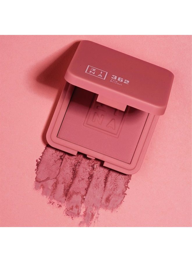 3INA The Blush 362 - Natural, Light Mineral Powder Blush For Sensitive Skin - Blendable, Buildable Rouge To Give Skin A Pigmented, Dewy Glow - Vegan, Cruelty Free, Eco Friendly Blush Makeup - 0.26 Oz