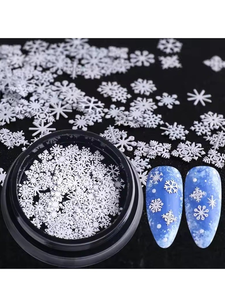 1 Bottle/100pcs Nail Art Decorations for 2022 New Year Winter White Snowflakes