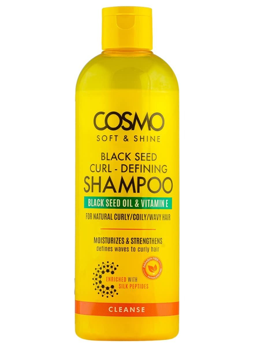 Cosmo Soft & Shine Black Seed Curl - Defining Shampoo 480ml | For Natural Curly, Coily, Wavy Hair | Moisturizes & Strengthens | Enriched With Silk Peptides | Black Seed Oil & Vitamin E