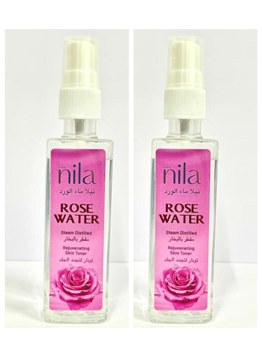 Rose water  Steam Distilled Rejuvenating Skin Toner 100 ml 2 pcs