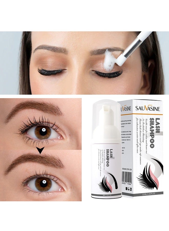 Lash Shampoo - for Lash Extensions Eyelash Cleanser Lash Extensions Shampoo for Eyelash Care Non irritating for Salon and Home Use Makeup Remover Eyelash Extension Remover Nourishing Formula 30ml