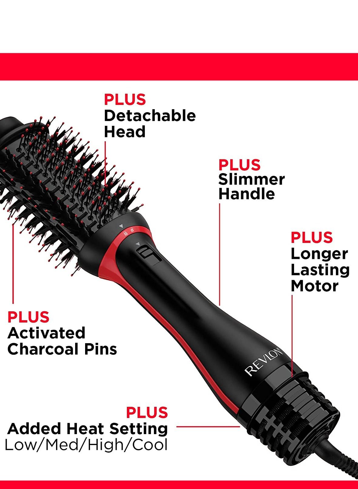 Round brush dryer and styler round brush detachable head  smooth and make hair shinier