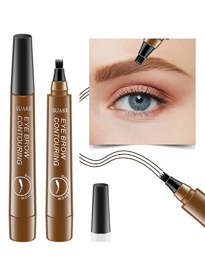 Tint My 4-Tip Brow Eye Color Four Fork Water Eyebrow Pen，Suake Eyebrow Contouring Pen, Suake Magical Precise Waterproof Brow Pen, Easy To Shape, Waterproof and Smudge-Proof Creates Natural #Light Brown