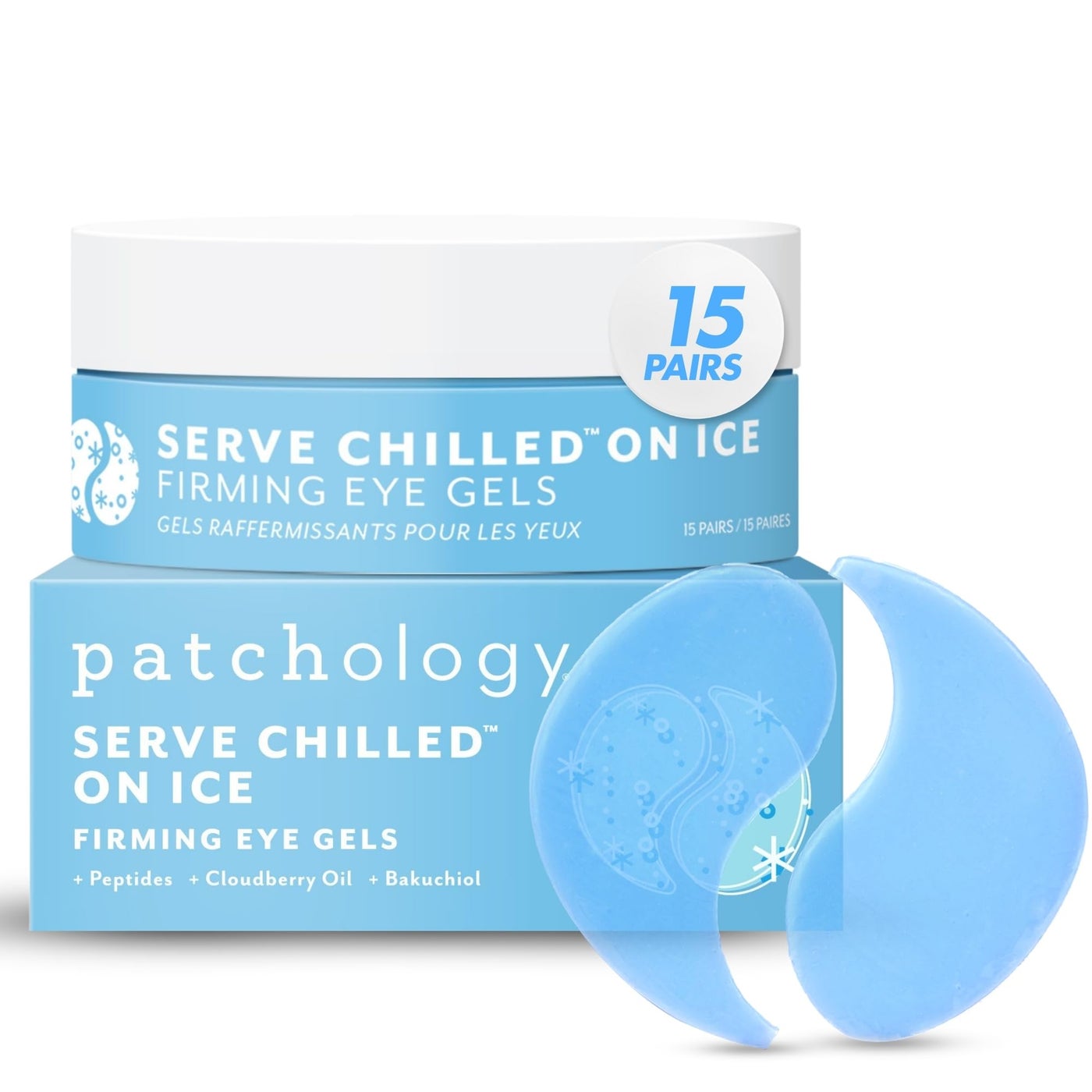 Patchology Serve Chilled On Ice Firming Under Eye Mask Patches with Peptides, Cloudberry Oil & Bakuchiol â€“ Hydrogel Patches for Dark Circles, Puffiness, Fine Lines â€“ Ideal Travel Essential - 15 Pairs