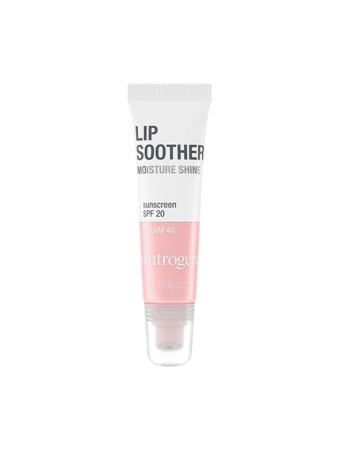 MoistureShine Lip Soother Gloss with SPF 20 Sun Protection, High Gloss Tinted Lip Moisturizer with Hydrating Glycerin and Soothing Cucumber for Dry Lips, Gleam 40, .35 oz