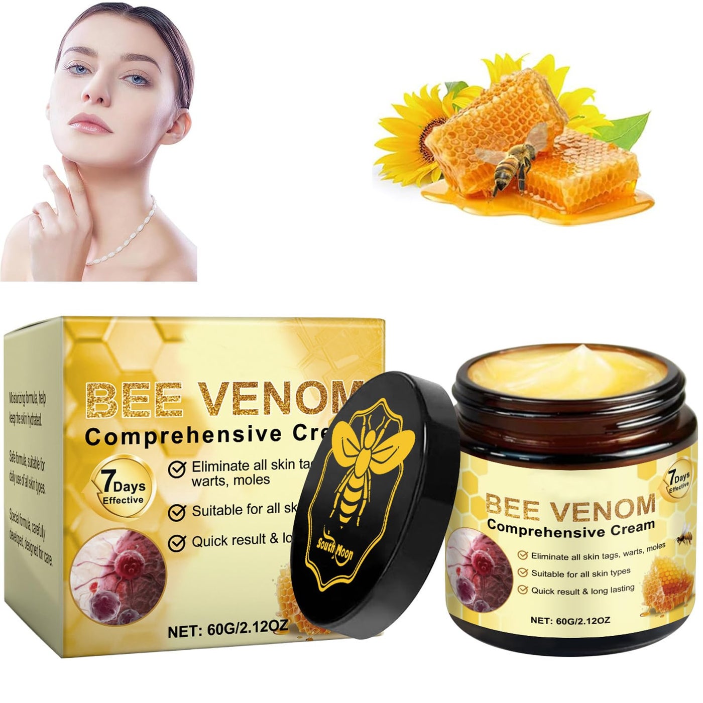 SOUTH MOON Hacaus Bee Venom Comprehensive Cream, 2025 New Skincare Treatment Bee Venom Skin Cream, Visibly reduces skin blemishes, Natural Skin Moisturizer for Face and Body