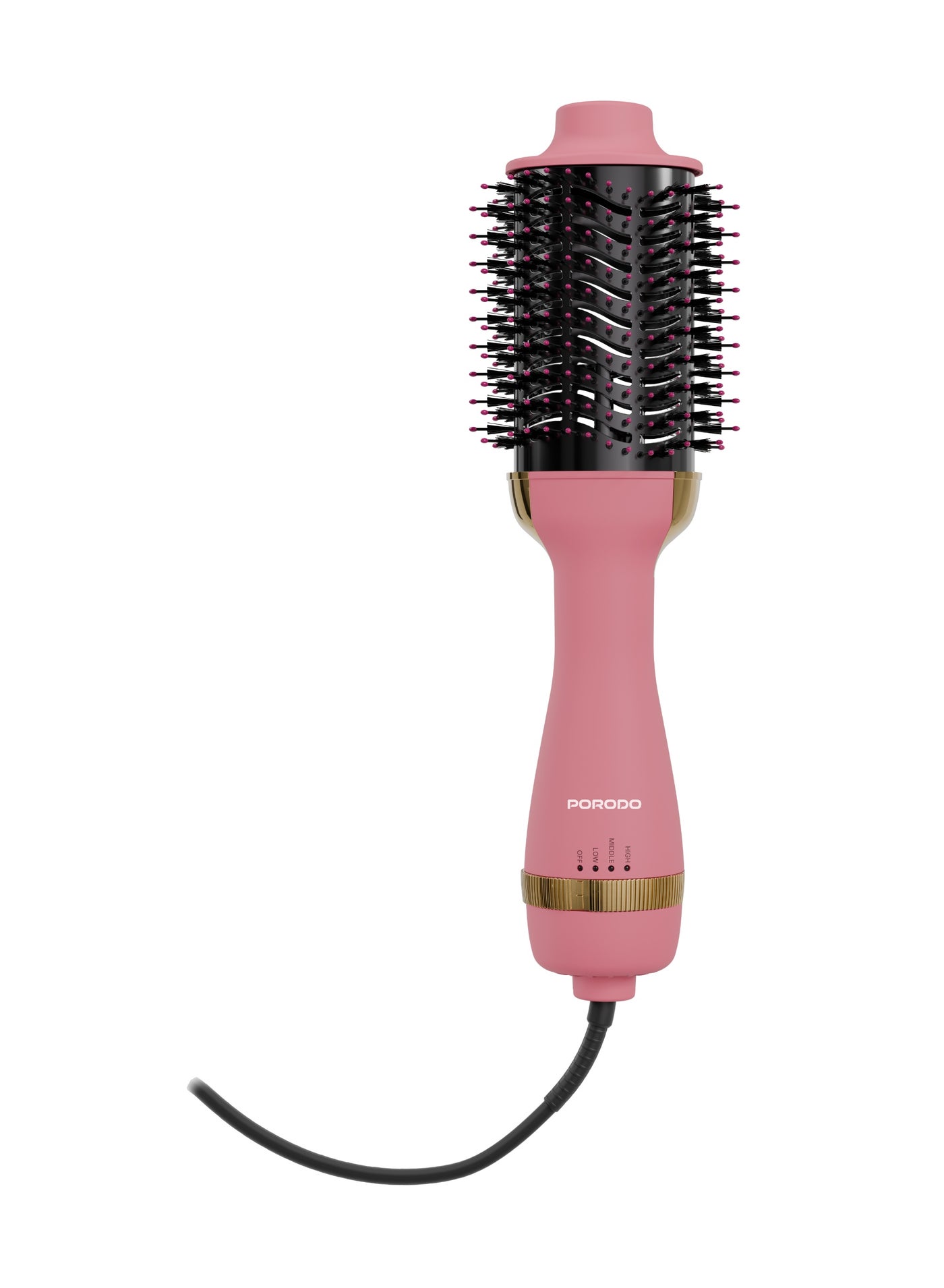 Shinewhirl Hair Styling Brush with ION Infusion Technology & Fast Drying Technology / Adjustable Heat Levels / Scalp Massaging Ball Tips / Ergonomic Design / Straightener & Dryer - Pink